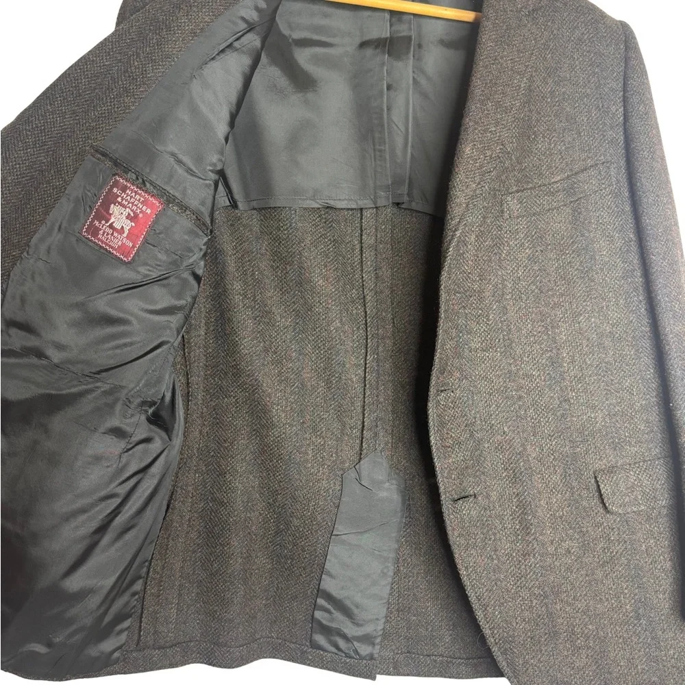 Hart‎ Schaffner & Marx Wool Blanket Weave Gray Tweed Sport Coat Mens 44R VTG
